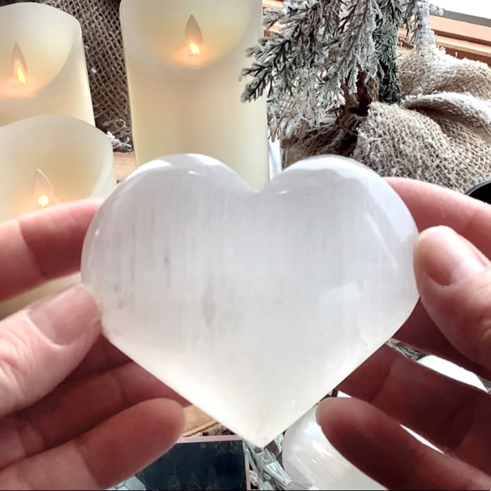 Puffy Selenite Hearts